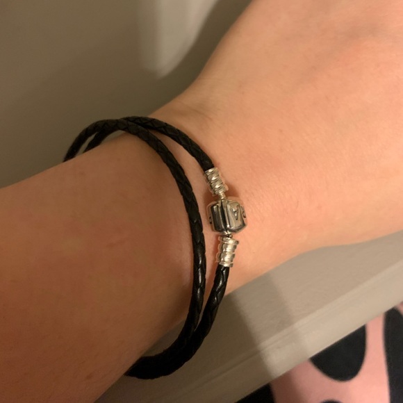 NEW Double Braided Leather Pandora Charm Bracelet - Picture 2 of 5